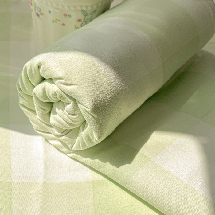 91家纺网 家纺一手货源 找家纺 温眠家纺 2025新款水洗棉色织单床单系列-叠拍 茉莉青提