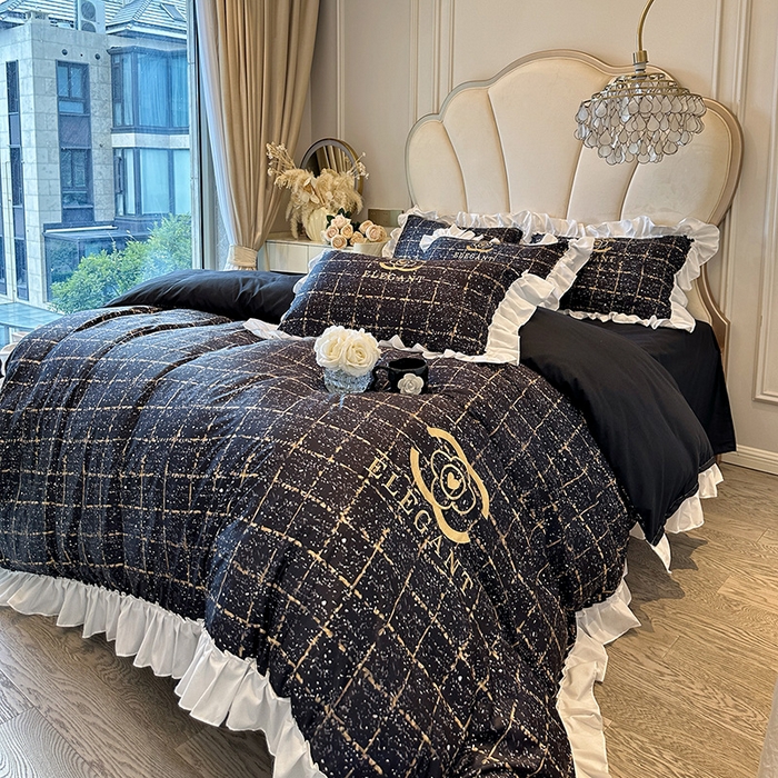91家纺网 家纺一手货源 找家纺 （总）苏源家居 2026新款酒店风磨毛大拼角绣花轻奢四件套-玄律