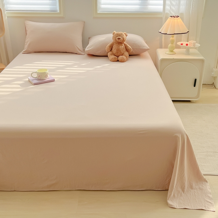 91家纺网 家纺一手货源 找家纺 温眠家纺 2025新款水洗棉色织单床单系列-叠拍 奶茶