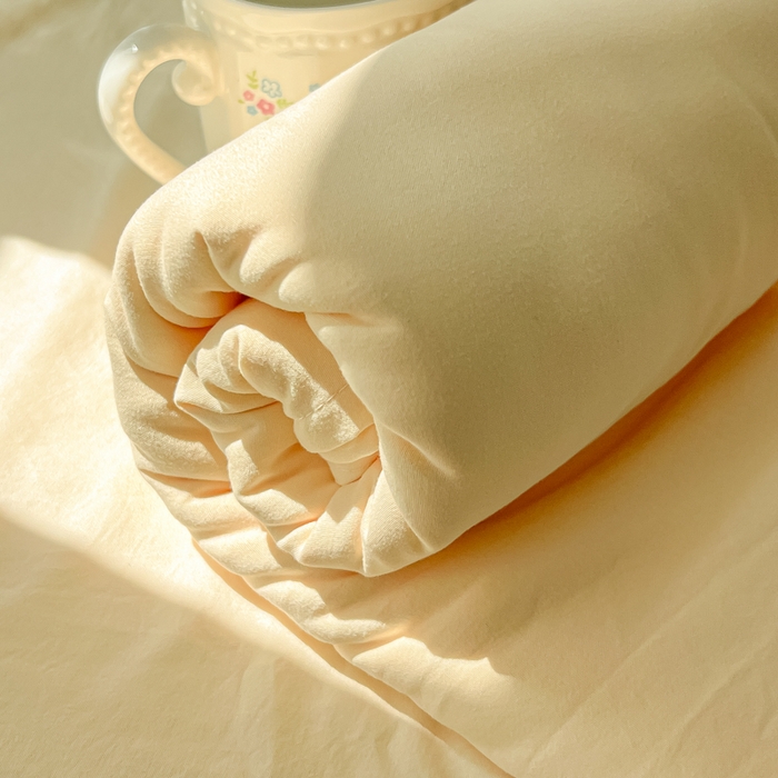 91家纺网 家纺一手货源 找家纺 温眠家纺 2025新款水洗棉色织单床单系列-叠拍 奶黄