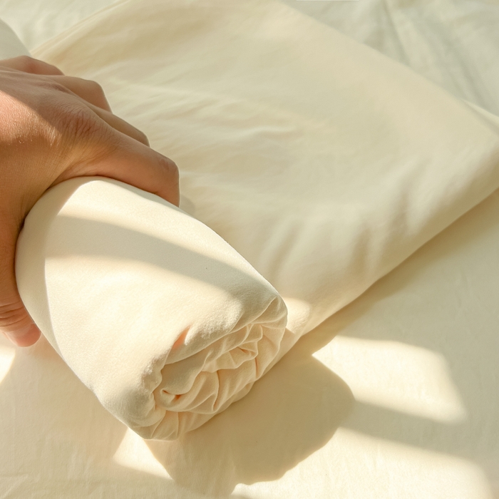 91家纺网 家纺一手货源 找家纺 温眠家纺 2025新款水洗棉色织单床单系列-叠拍 奶黄