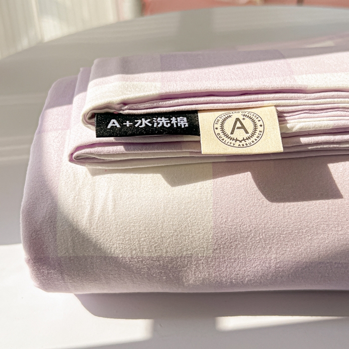 91家纺网 家纺一手货源 找家纺 温眠家纺 2025新款水洗棉色织单床单系列-叠拍 奶酪葡萄