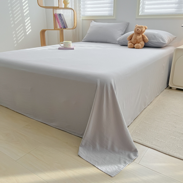 91家纺网 家纺一手货源 找家纺 温眠家纺 2025新款水洗棉色织单床单系列-叠拍 浅灰