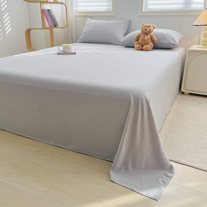 91家纺网 家纺一手货源 找家纺 温眠家纺 2025新款水洗棉色织单床单系列-叠拍 浅灰