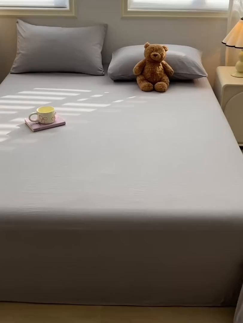 91家纺网 家纺一手货源 找家纺 温眠家纺 2025新款水洗棉色织单床单系列-叠拍 浅灰