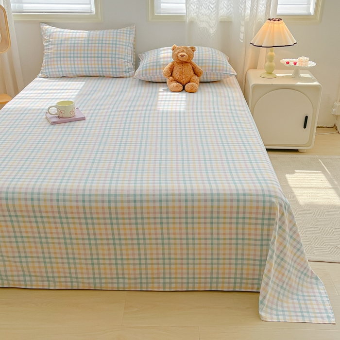 91家纺网 家纺一手货源 找家纺 温眠家纺 2025新款水洗棉色织单床单系列-叠拍 软糖