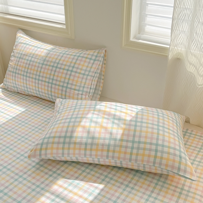 91家纺网 家纺一手货源 找家纺 温眠家纺 2025新款水洗棉色织单床单系列-叠拍 软糖