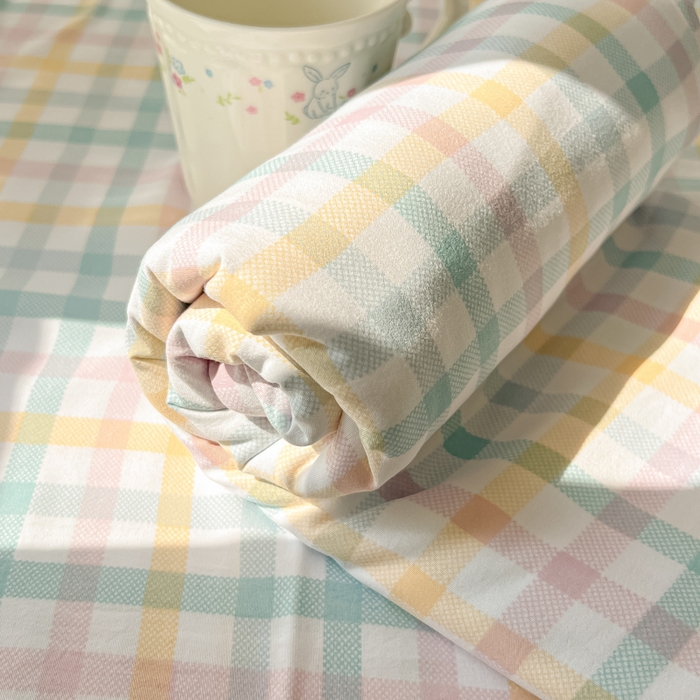 91家纺网 家纺一手货源 找家纺 温眠家纺 2025新款水洗棉色织单床单系列-叠拍 软糖