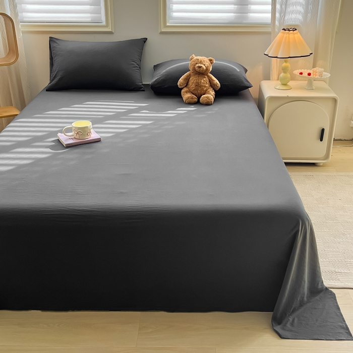 91家纺网 家纺一手货源 找家纺 温眠家纺 2025新款水洗棉色织单床单系列-叠拍 深灰