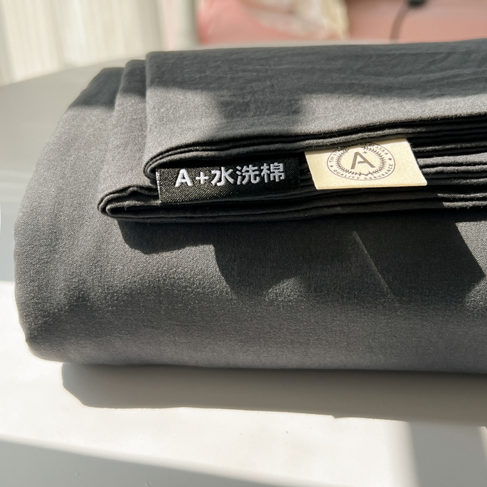 91家纺网 家纺一手货源 找家纺 温眠家纺 2025新款水洗棉色织单床单系列-叠拍 深灰