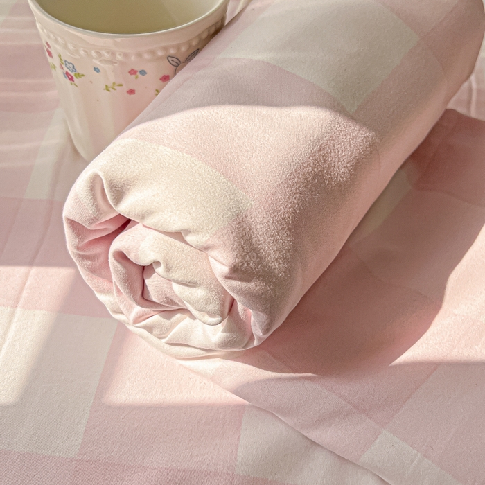 91家纺网 家纺一手货源 找家纺 温眠家纺 2025新款水洗棉色织单床单系列-叠拍 元气桃桃