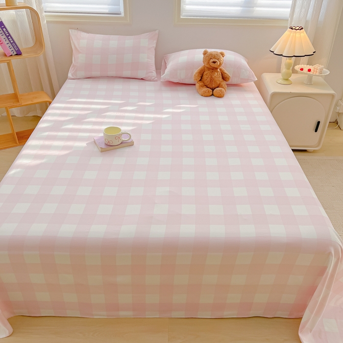 91家纺网 家纺一手货源 找家纺 温眠家纺 2025新款水洗棉色织单床单系列-叠拍 元气桃桃