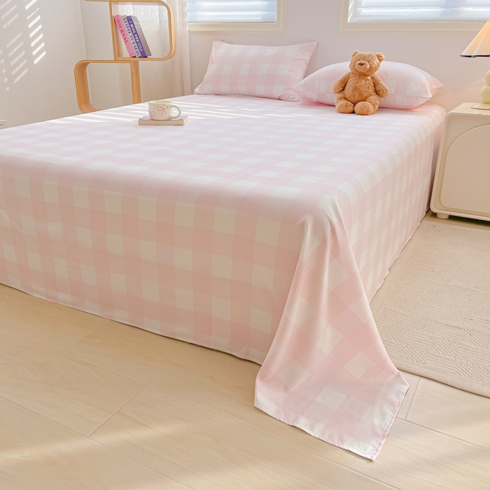 91家纺网 家纺一手货源 找家纺 温眠家纺 2025新款水洗棉色织单床单系列-叠拍 元气桃桃