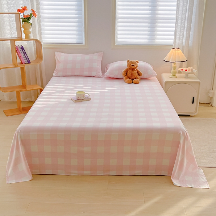 91家纺网 家纺一手货源 找家纺 温眠家纺 2025新款水洗棉色织单床单系列-叠拍 元气桃桃