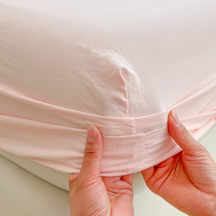 91家纺网 家纺一手货源 找家纺 温眠家纺 2025新款纯色格子高克重水洗棉床笠全包围防滑床罩保护套单床笠 奶粉