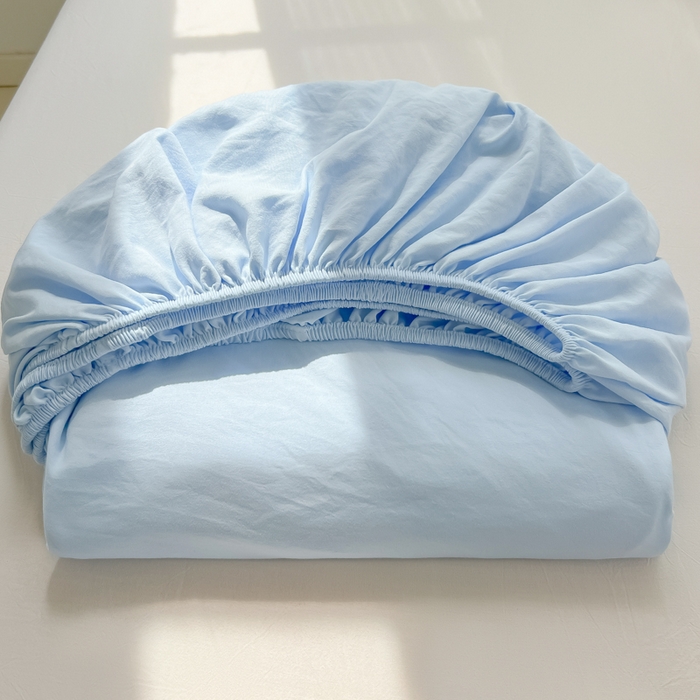 91家纺网 家纺一手货源 找家纺 温眠家纺 2025新款纯色格子高克重水洗棉床笠全包围防滑床罩保护套单床笠 奶兰