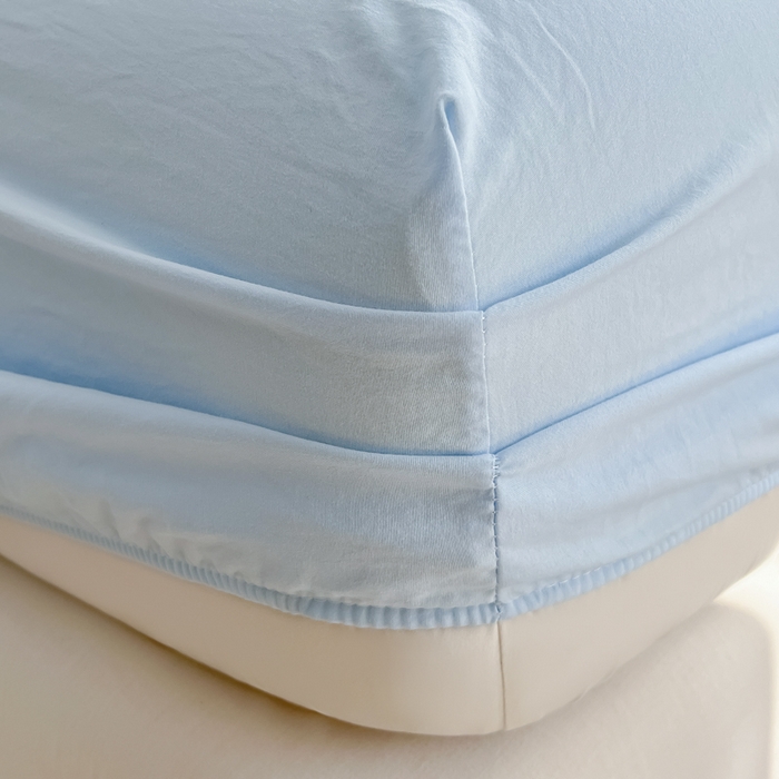 91家纺网 家纺一手货源 找家纺 温眠家纺 2025新款纯色格子高克重水洗棉床笠全包围防滑床罩保护套单床笠 奶兰