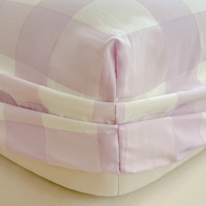 91家纺网 家纺一手货源 找家纺 温眠家纺 2025新款纯色格子高克重水洗棉床笠全包围防滑床罩保护套单床笠 奶酪葡萄