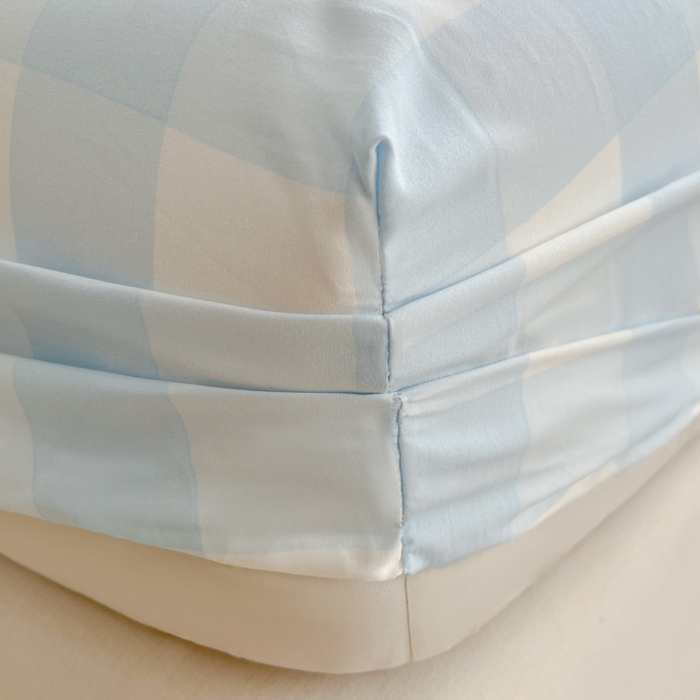 91家纺网 家纺一手货源 找家纺 温眠家纺 2025新款纯色格子高克重水洗棉床笠全包围防滑床罩保护套单床笠 奶盐气泡