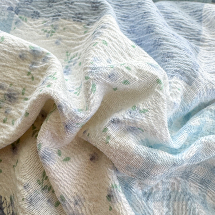 91家纺网 家纺一手货源 找家纺 温眠家纺 2025新款云感针织双层纱四件套 半亩花田