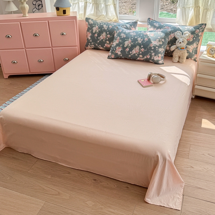 91家纺网 家纺一手货源 找家纺 温眠家纺 2025新款云感针织双层纱四件套 花簇