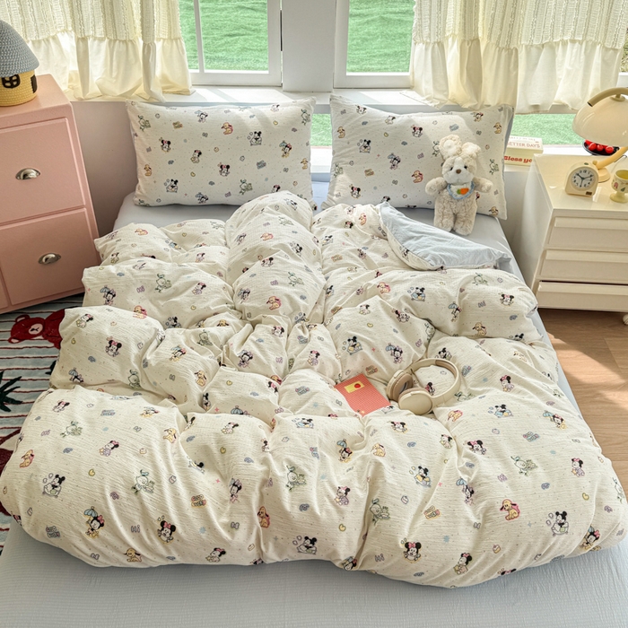 91家纺网 家纺一手货源 找家纺 温眠家纺 2025新款云感针织双层纱四件套 欢乐派对