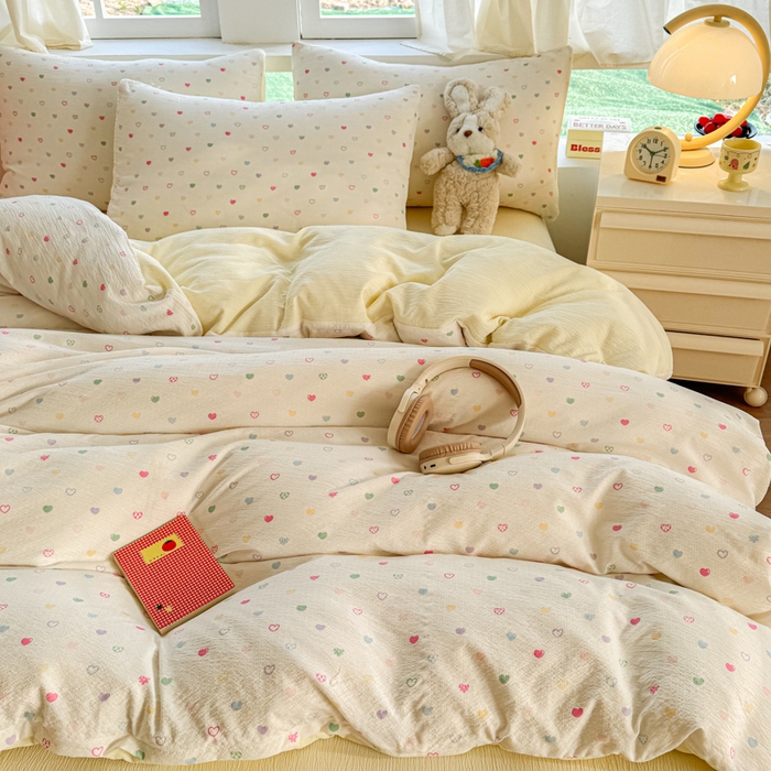 91家纺网 家纺一手货源 找家纺 温眠家纺 2025新款云感针织双层纱四件套 浪漫邂逅