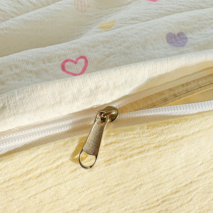 91家纺网 家纺一手货源 找家纺 温眠家纺 2025新款云感针织双层纱四件套 浪漫邂逅