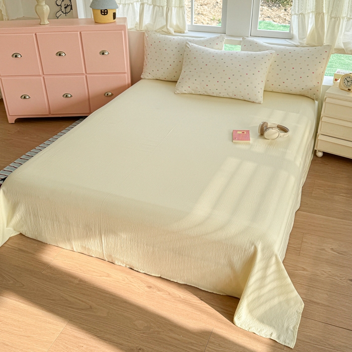 91家纺网 家纺一手货源 找家纺 温眠家纺 2025新款云感针织双层纱四件套 浪漫邂逅