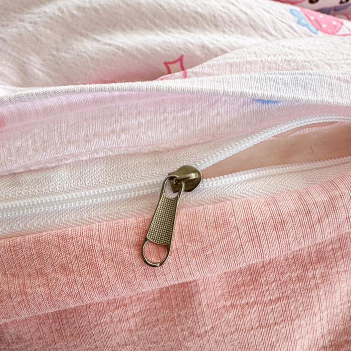 91家纺网 家纺一手货源 找家纺 温眠家纺 2025新款云感针织双层纱四件套 莓乐蒂