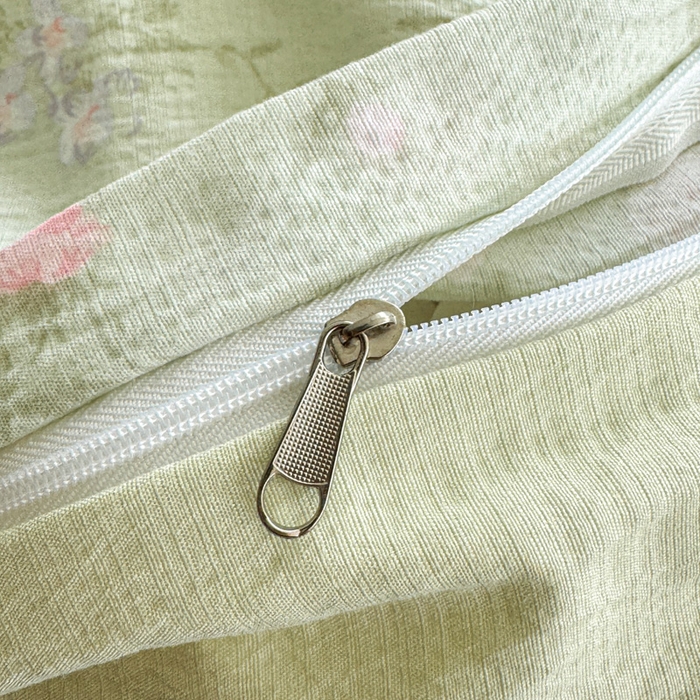 91家纺网 家纺一手货源 找家纺 温眠家纺 2025新款云感针织双层纱四件套 木槿绿