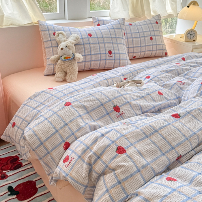 91家纺网 家纺一手货源 找家纺 温眠家纺 2025新款云感针织双层纱四件套 沁香