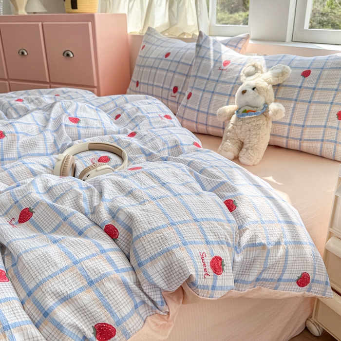 91家纺网 家纺一手货源 找家纺 温眠家纺 2025新款云感针织双层纱四件套 沁香