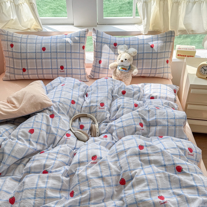 91家纺网 家纺一手货源 找家纺 温眠家纺 2025新款云感针织双层纱四件套 沁香