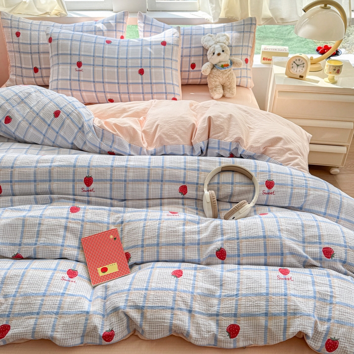 91家纺网 家纺一手货源 找家纺 温眠家纺 2025新款云感针织双层纱四件套 沁香