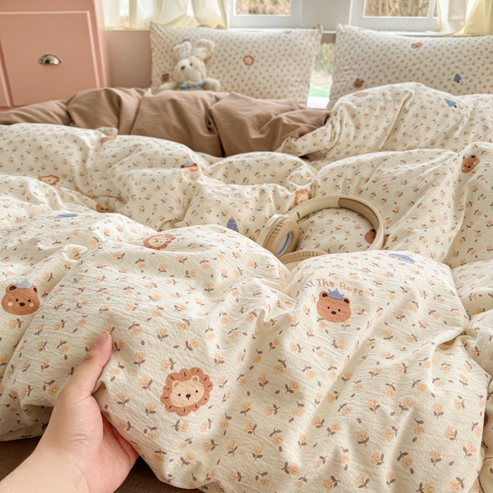 温眠家纺 2025新款云感针织双层纱四件套 甜茶