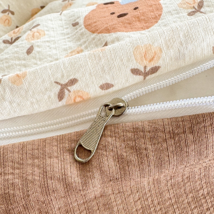 91家纺网 家纺一手货源 找家纺 温眠家纺 2025新款云感针织双层纱四件套 甜茶