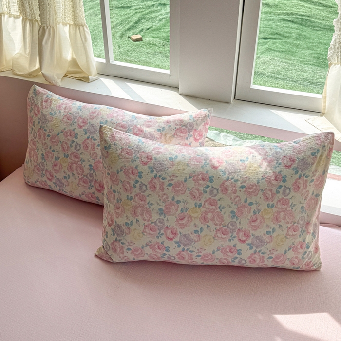 91家纺网 家纺一手货源 找家纺 温眠家纺 2025新款云感针织双层纱四件套 晚香玉