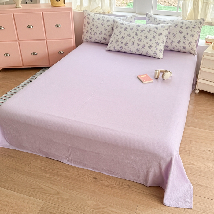 91家纺网 家纺一手货源 找家纺 温眠家纺 2025新款云感针织双层纱四件套 小森屿