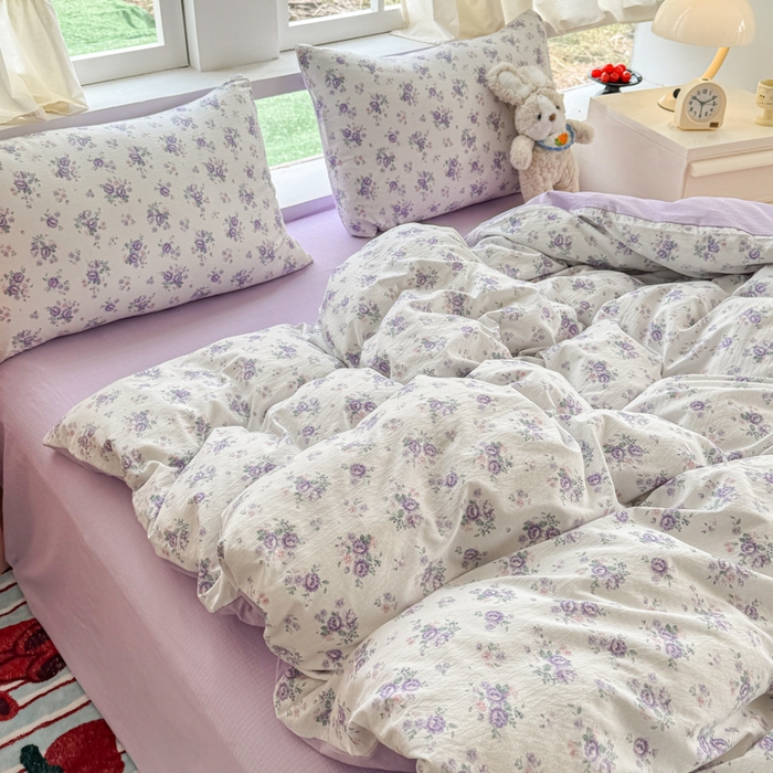 91家纺网 家纺一手货源 找家纺 温眠家纺 2025新款云感针织双层纱四件套 小森屿