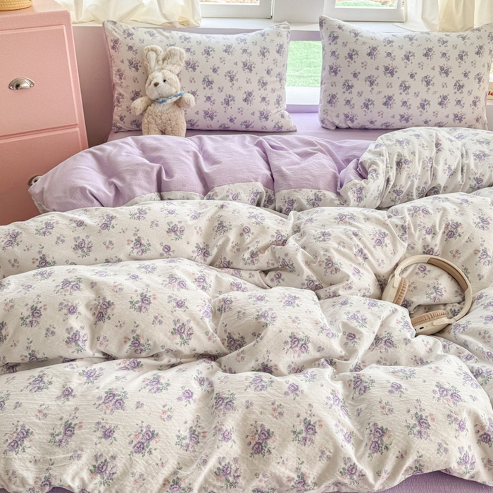 91家纺网 家纺一手货源 找家纺 温眠家纺 2025新款云感针织双层纱四件套 小森屿