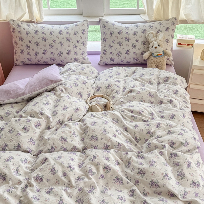 91家纺网 家纺一手货源 找家纺 温眠家纺 2025新款云感针织双层纱四件套 小森屿