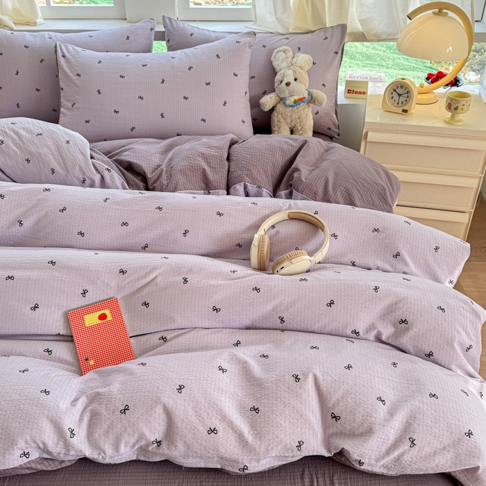 91家纺网 家纺一手货源 找家纺 温眠家纺 2025新款云感针织双层纱四件套 小资情调