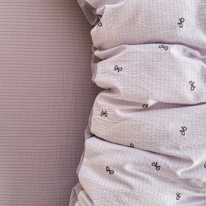 91家纺网 家纺一手货源 找家纺 温眠家纺 2025新款云感针织双层纱四件套 小资情调