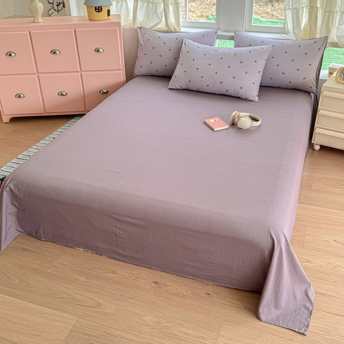 91家纺网 家纺一手货源 找家纺 温眠家纺 2025新款云感针织双层纱四件套 小资情调