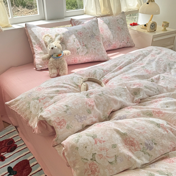 91家纺网 家纺一手货源 找家纺 温眠家纺 2025新款云感针织双层纱四件套 絮语