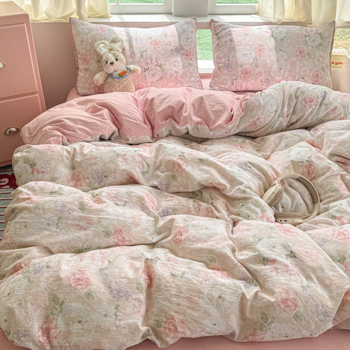 91家纺网 家纺一手货源 找家纺 温眠家纺 2025新款云感针织双层纱四件套 絮语