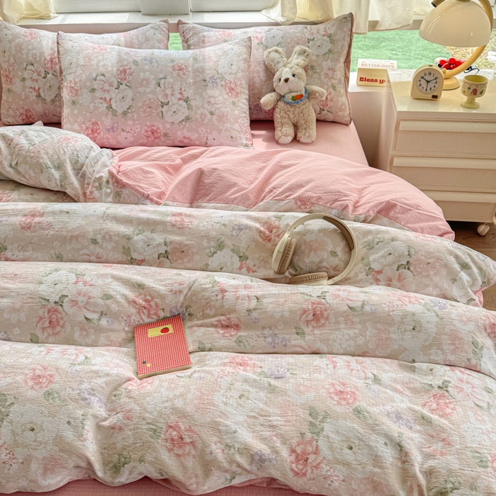 91家纺网 家纺一手货源 找家纺 温眠家纺 2025新款云感针织双层纱四件套 絮语