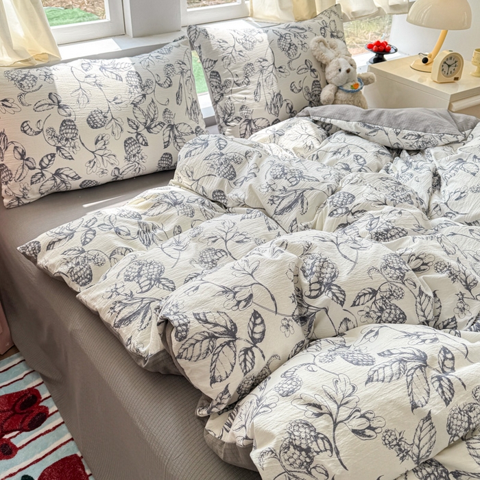 91家纺网 家纺一手货源 找家纺 温眠家纺 2025新款云感针织双层纱四件套 幽兰