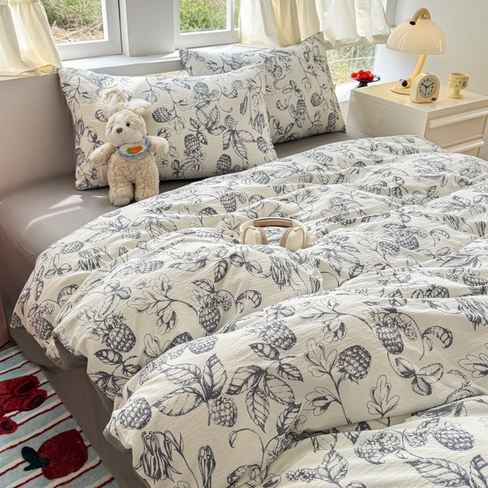 91家纺网 家纺一手货源 找家纺 温眠家纺 2025新款云感针织双层纱四件套 幽兰